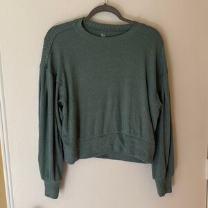 Teal Ribbed Long-sleeve Knit Top